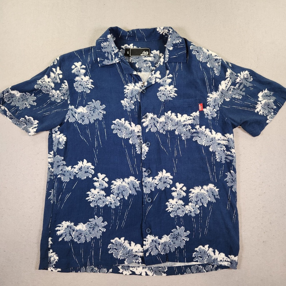 Vtg Y2K Lost Enterprises Blue Shirt Men's S Button Up Short Sleeve Pocket